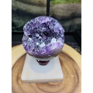 1.92LB Natural Purple Crystal Cave Quartz Open Crystal Ball Spiritual Healing